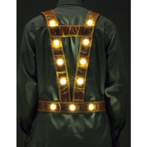 緑十字 LED安全反射ベスト 黄地/白LED/金反