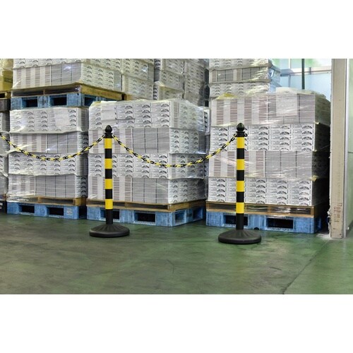 緑十字 チェーンスタンド ポール:黄反射/黒 ベー