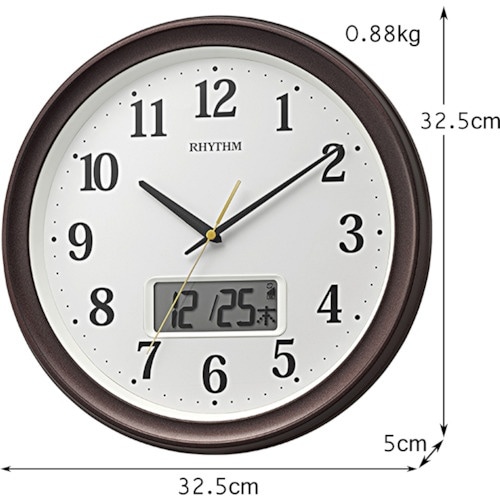 RHYTHM 電波 壁掛け時計 温湿度計付き カレ
