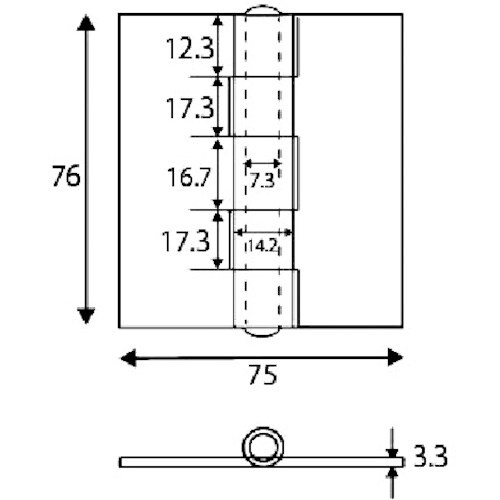 WAKI 鉄熔接用丁番 O‐003 75mm