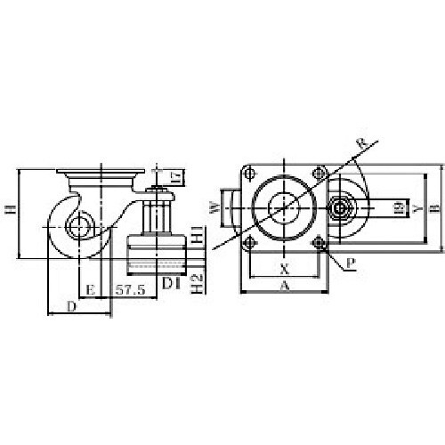 ユーエイ プレート式 自在 アジャスター付キャスタ