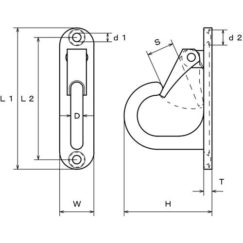 水本 ステンレス ラブフック 曲面用 全長80mm