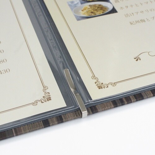 OP メニューファイル レザー調 A4 4頁 茶