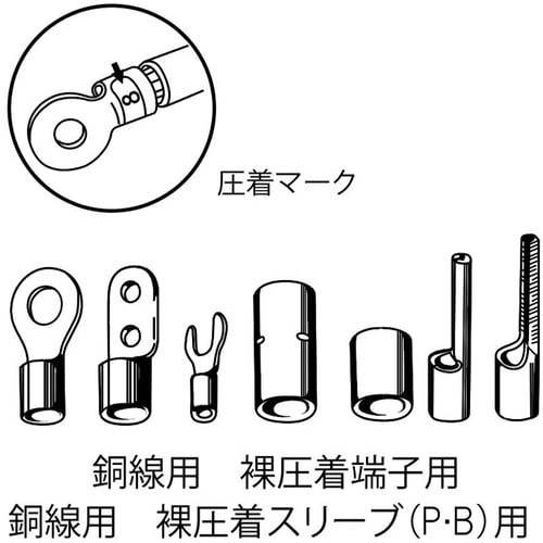 エビ 裸圧着端子用圧着工具 使用範囲1.25・2・