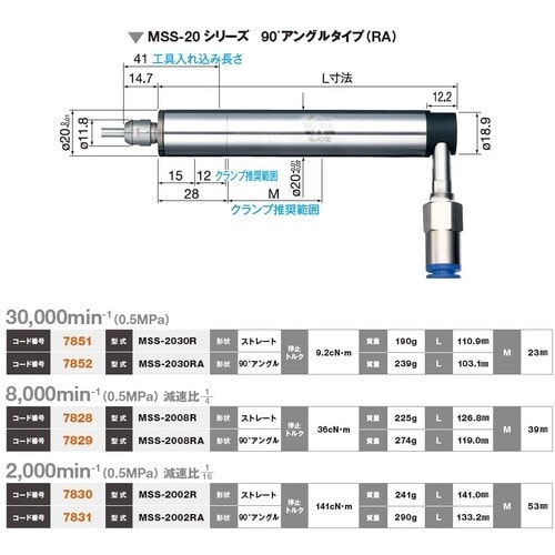 ナカニシ 90°アングルエアーモータースピンドル(