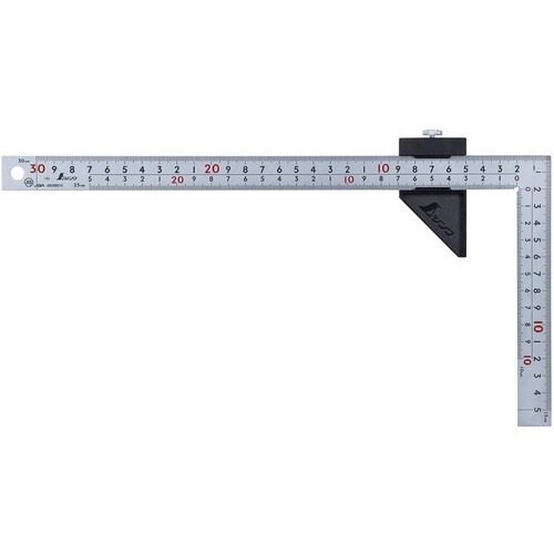 シンワ 曲尺 厚手広巾 シルバー 30cm表裏同目
