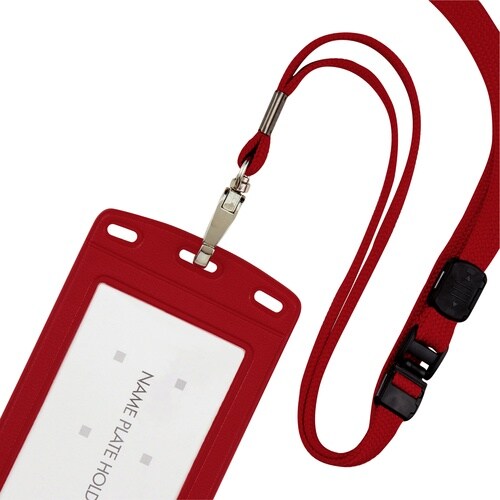 OP 吊り下げ名札 レザー調 タテ名刺 1枚 赤