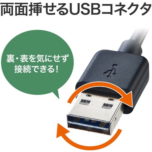 SANWA 両面挿せるUSBケーブル(A−Aタイプ