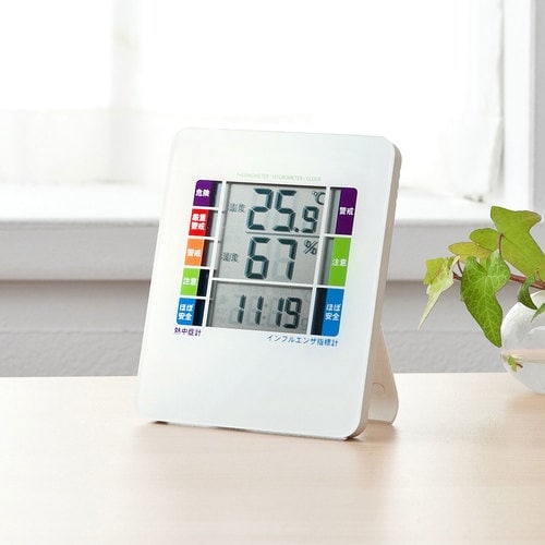 SANWA 熱中症&インフルエンザ表示付きデジタル