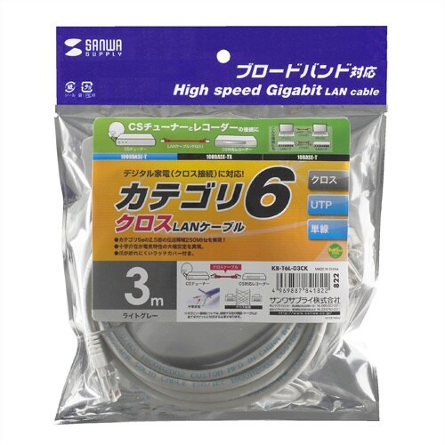 SANWA カテゴリ6UTPクロスケーブル