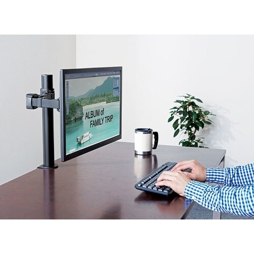 KING JIM モニターアーム 黒 (1面4軸タ