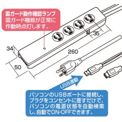 SANWA 高性能雷連動タップ