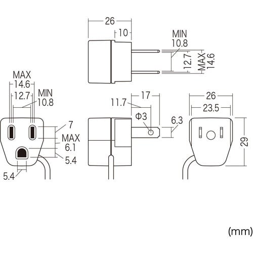 SANWA 3P→2P変換アダプタ絶縁カバー付き