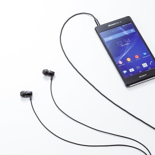 SANWA マイク付きステレオイヤホン