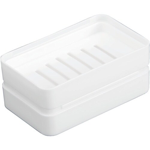 TONBO フロート石けん箱 水切り皿付 ホワイト