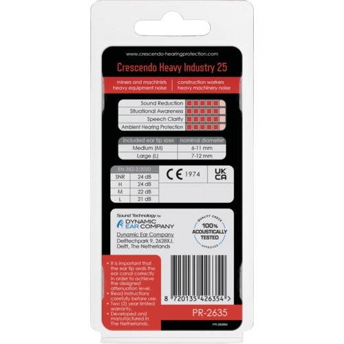 Crescendo 耳栓 騒音吸収フィルター Wo