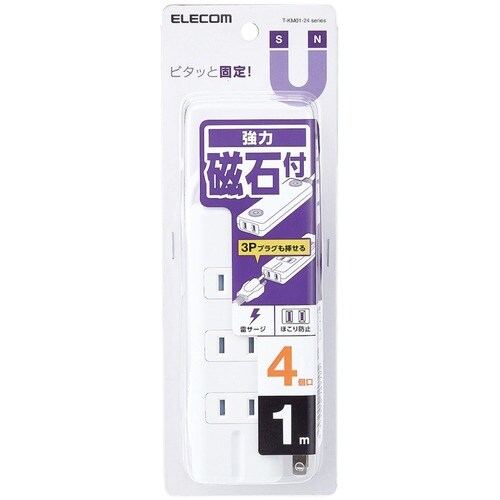 ELECOM 磁石タップ 4個口(内3ピン1) 1
