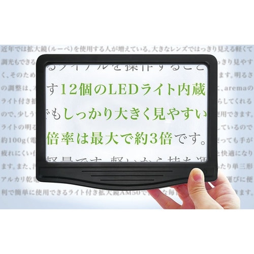 KING JIM ライト付き拡大鏡 黒