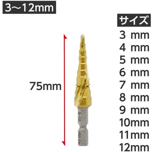 アストロプロダクツ スパイラルステップドリル 3ー