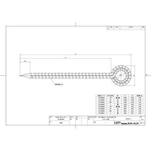 DAIDОHANT カラー 異形ロープ止め 丸型