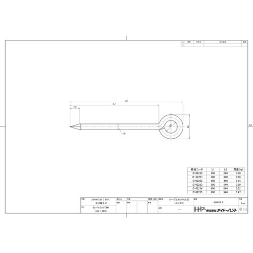 DAIDОHANT ロープ止め 丸型 9×400