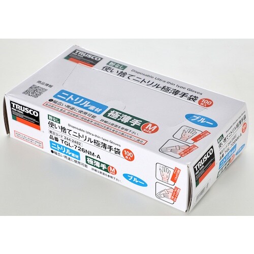 TRUSCO 使い捨てニトリル極薄手袋 粉無L ブ