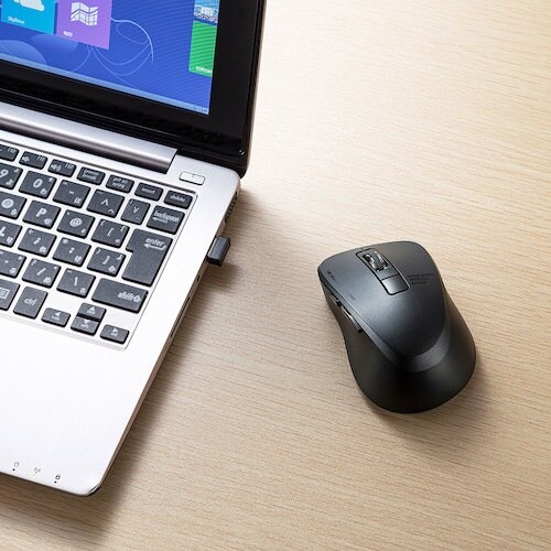 SANWA 静音ワイヤレスブルーLEDマウス(5ボ