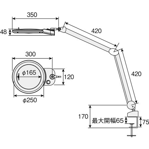 HOZAN 照明拡大鏡(クランプ取付型) LEDア