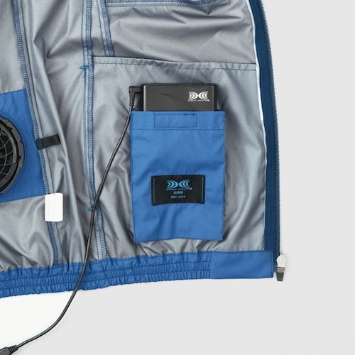 空調服 遮熱タチエリ空調ベスト ブルー L