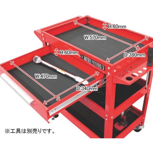 アストロプロダクツ ツールワゴン 3段 レッド 引