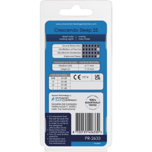 Crescendo 耳栓 騒音吸収フィルター Sl