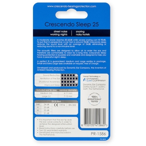 Crescendo 耳栓 騒音吸収フィルター Sl