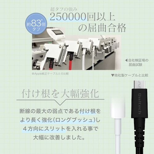 Owltech microUSBケーブル25万回の