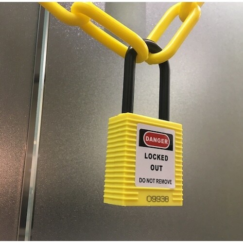 セーフラン ロックアウト用絶縁パドロック 黄 吊3