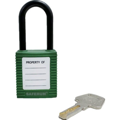 セーフラン ロックアウト用絶縁パドロック 緑 吊3