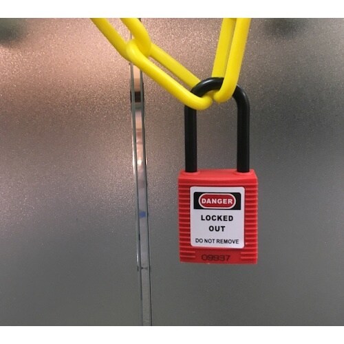 セーフラン ロックアウト用絶縁パドロック 赤 吊3