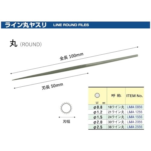 ツボサン ライン丸ヤスリ 0.8mm