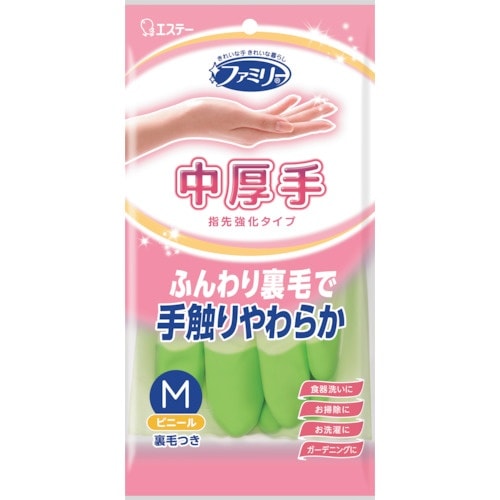 エステー ファミリー ビニール中厚手 指先強化 M