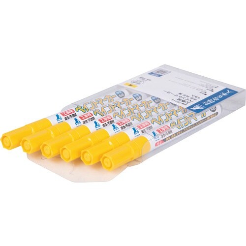 シンワ 工事用 ペイントマーカー 中字 丸芯 黄