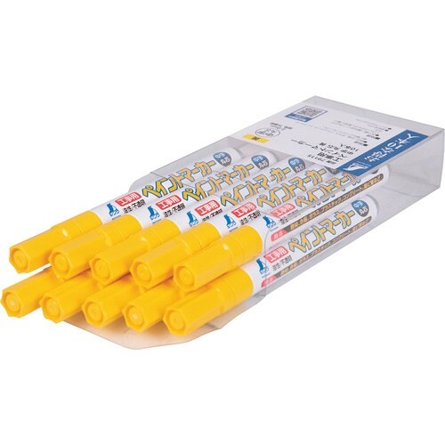 シンワ 工事用 ペイントマーカー 中字 丸芯 黄