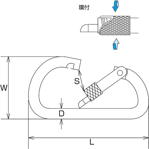 水本 ステンレス カラビナD型 SUS316 環付