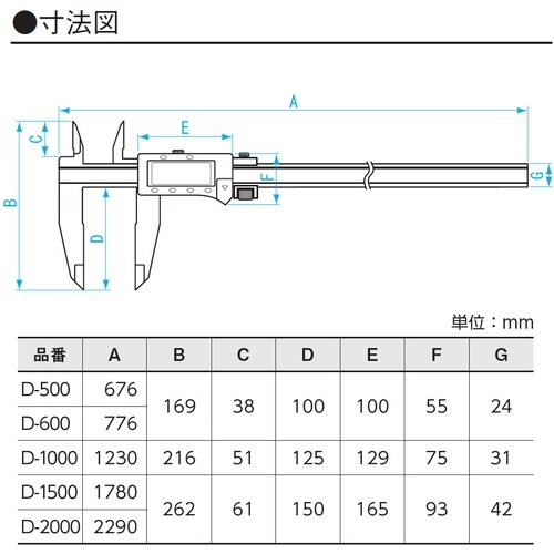SK デジタル長尺ノギス 600mm