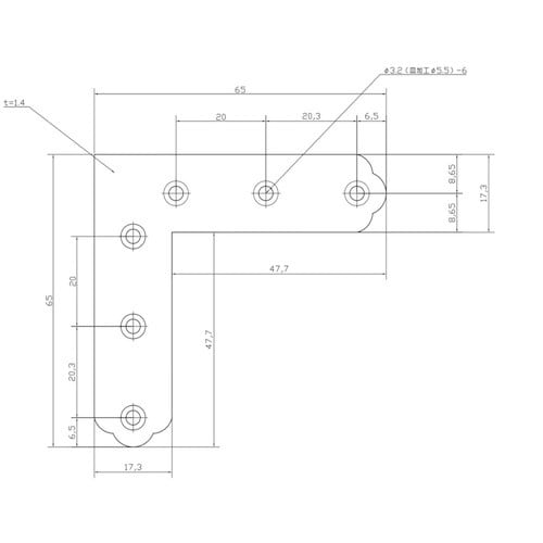 WAKI ユニクロ隅金 平横 BK−005 65