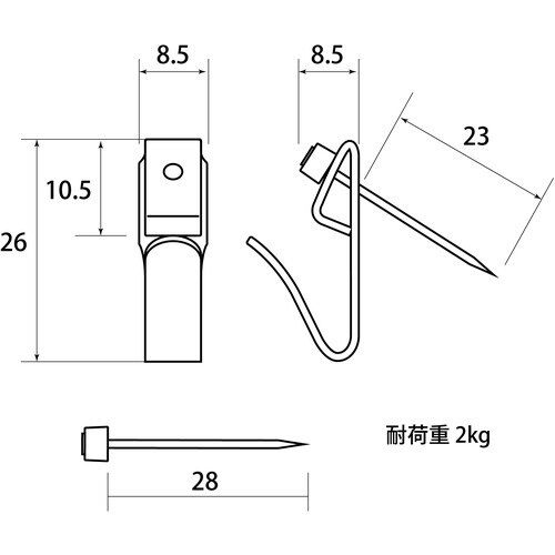 WAKI 新建材用フック KYH028ピンL W