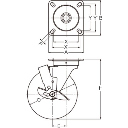 ハンマー プレート式キャスター 自在(ストッパー付