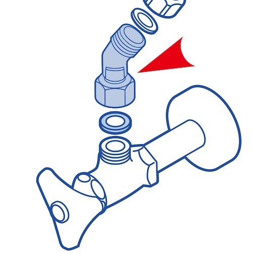 SANEI 片ナット付45°エルボ