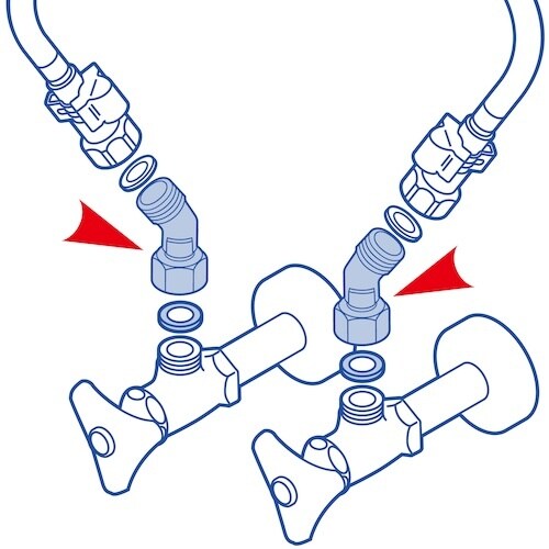 SANEI 片ナット付45°エルボ