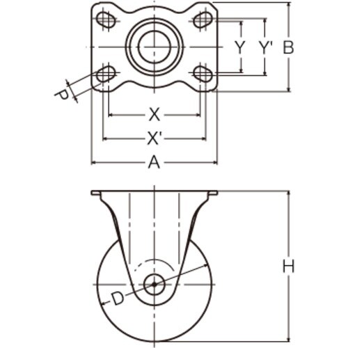 ハンマー プレート式キャスター 固定 車輪径125