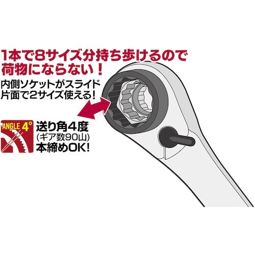 スエカゲ 8in1リバースラチェットレンチ
