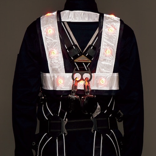 緑十字 フルハーネス用LEDベスト 紺メッシュ地/